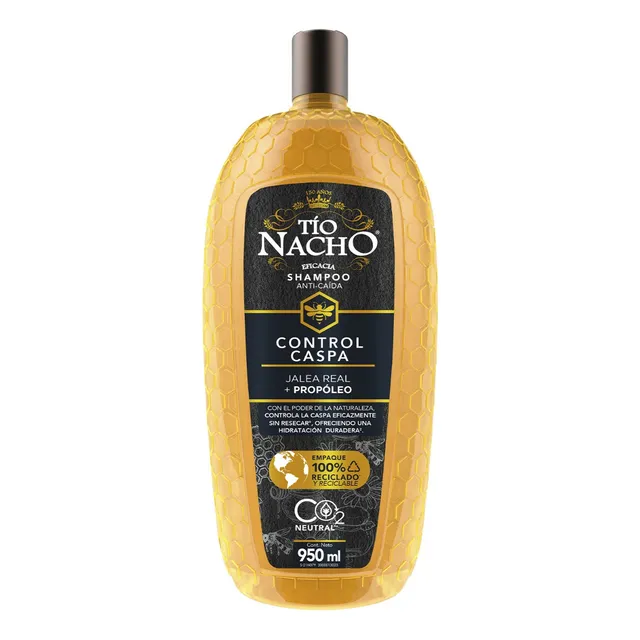 Shampoo Tío Nacho Anti-caida Tío Nacho Control Caspa Con Propóleo 950ml de jalea real en botella de 950mL de 1004g por 1 unidad