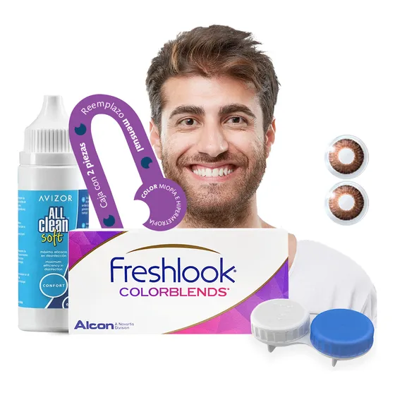 Lentes De Contacto Alcon Freshlook Colorblends | Color Cafe Sin Graduación | Kit Optioutlet Incluye Un Par Con Estuche Y Solución De 60ml | Pupilentes De Colores Naturales De Duracion