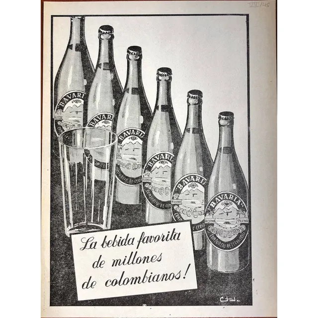 Cerveza Bavaria Antiguo Aviso Publicitario De 1945