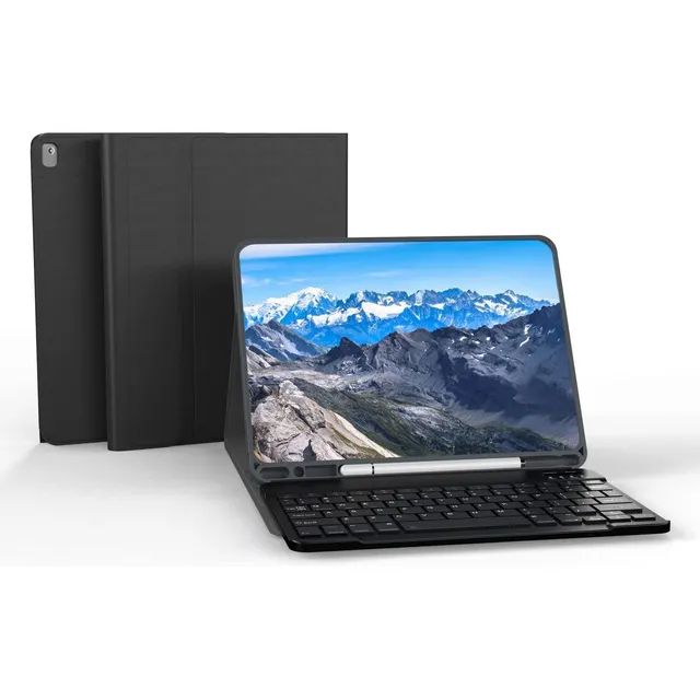 Funda Con Teclado Para  iPad 9/8/7 Generacion Negra 