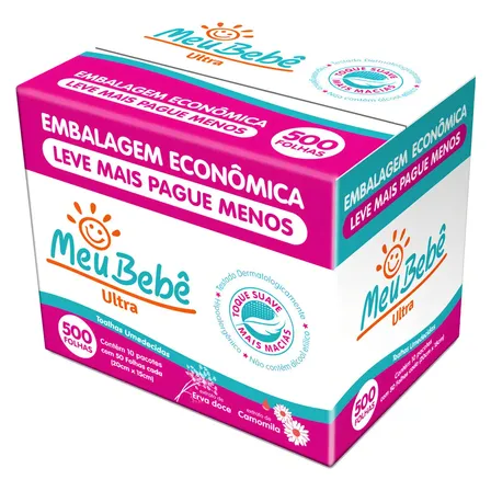 Lenço Umedecido Meu Bebe Ultra Caixa 500 (10 Pcts X 50fls) Hygieline Ultra