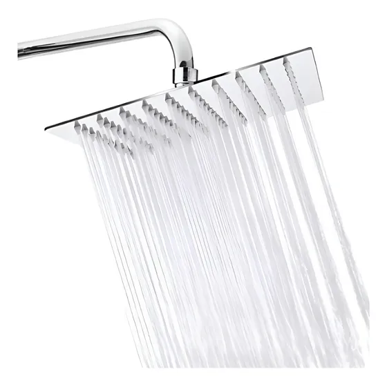 Plato De Ducha Grande Cuadrado 25cm 10pul Acero Inox. Taumm Acabado Brillante Color Gris