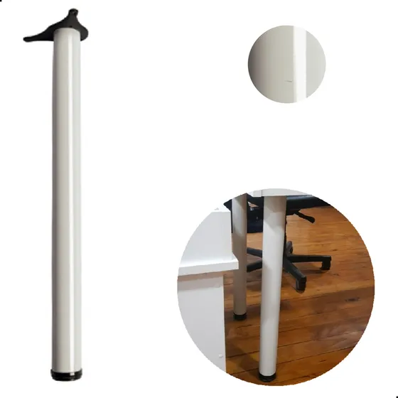 Pe De Mesa Tubular Branco 60x730mm Com Regulagem