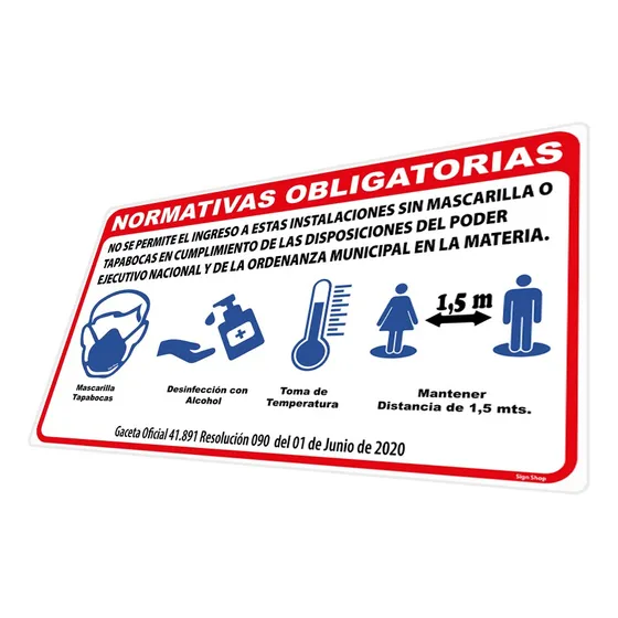 Letrero Normas Obligatorias Covid Rígido