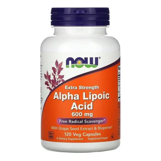 Now Foods Ácido Alfa Lipoico Fuerza Extra, 600mg 120caps Sabor Sin Sabor