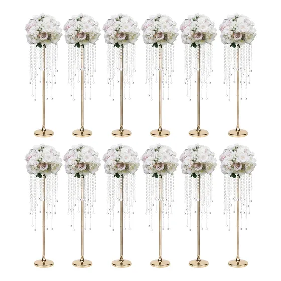 12 Jarron 29.5  Alto Para Centro Mesa Soporte Flor Dorada