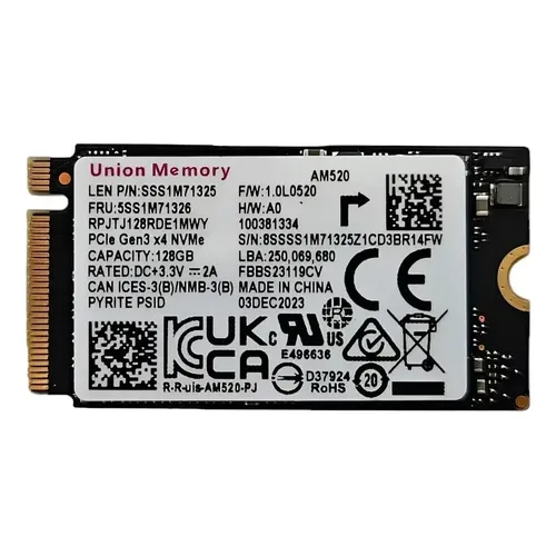 内蔵型SSD E Union Memory SSD NVMe PCIe 512GB Unidade SSD Union Memory AM6a0 512gb M.2 2242 PCIe4x4 Nvme Oem