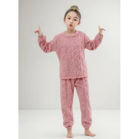 Pijama Niños 2 Piezas Peluche Soft Tramado Invierno Conjunto