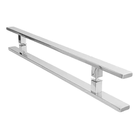 Puxador Inox 60cm Porta Pivotante Madeira Vidro Polido Polido
