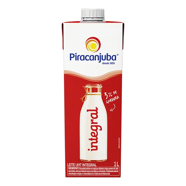 Leite UHT Integral Piracanjuba Caixa com Tampa 1l