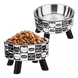 2pcs Plato Comedero Elevado Acero Inoxidable Para Gato Perro 2pcs Plato Comedero Elevado Acero Inoxidable Para Gato Perro