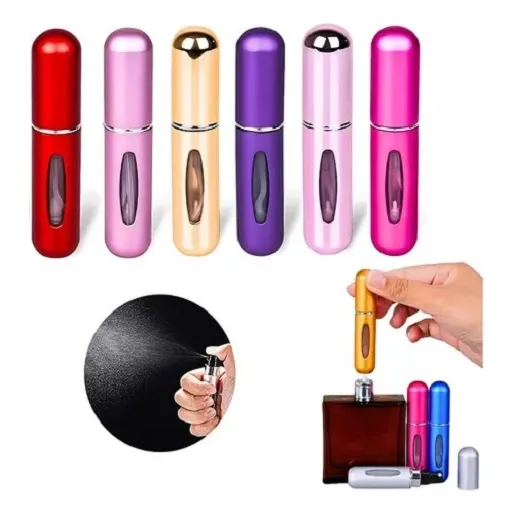 Pack 6 Mini Botellas De Perfume Portátil Recargable Aluminio