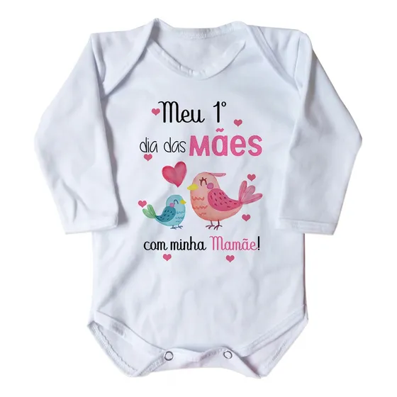 Body Bebe Roupinha Dia Das Mães Com Frase Manga Longa Bory