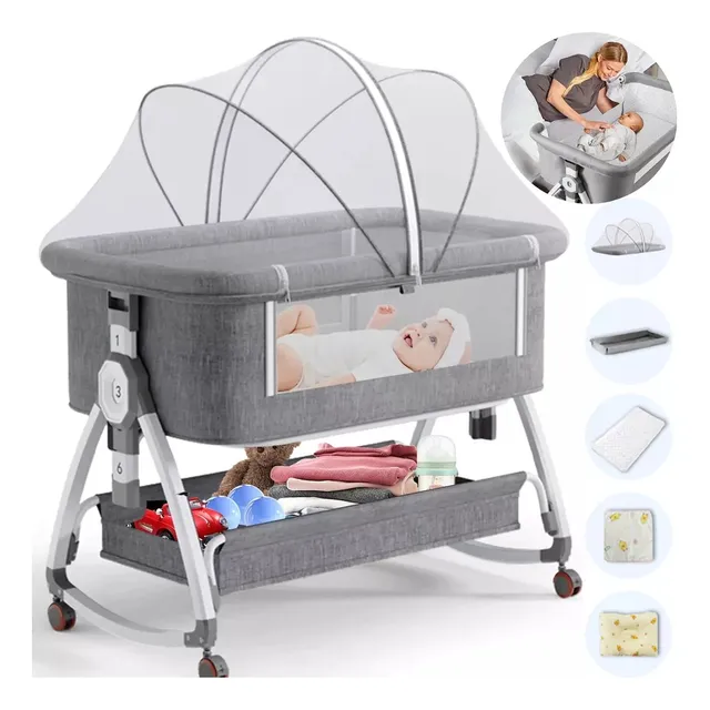 Cuna Bebes Plegable 4 En 1 Ruedas Mosquitero Cambiador