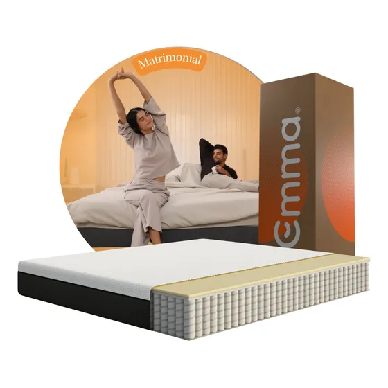 Colchón Matrimonial Emma Premium Memory Foam Anti Movimiento Color Blanco