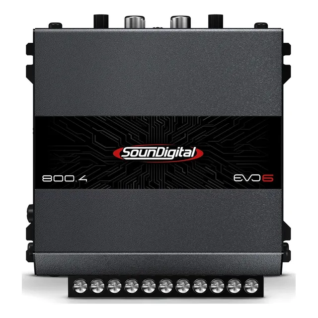 Módulo Amplificador SounDigital 800.4 EVO6 Classe D 4 Canais 4 Ohms - Canal 2 Ohms Bridge 4 Ohms - SD 800W RMS 4C Potência Som Automotivo Carro Caminhonete Picapes SUV 800 WRMS 800.4-4 SD800.4 EVO 6