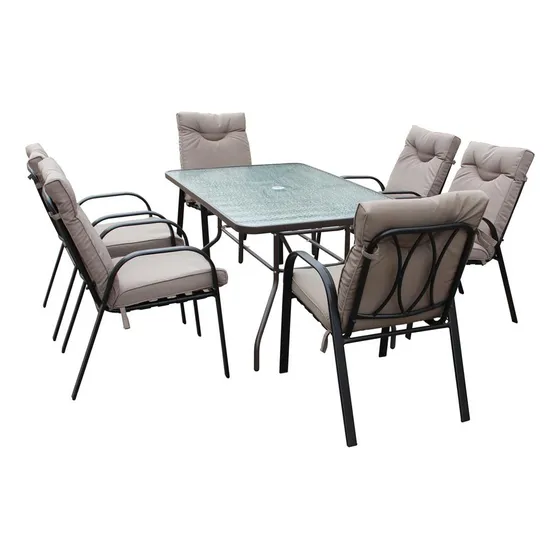 Juego De Terraza Comedor 6 Personas Beige Bighouse Mimbral