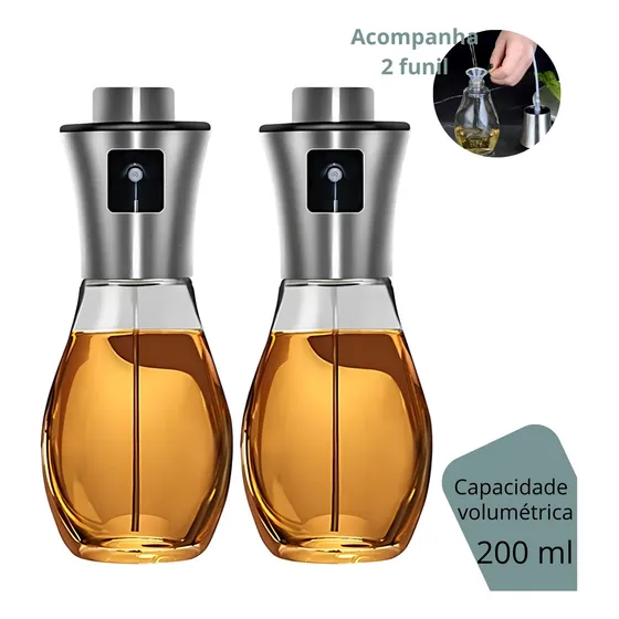 Spray Galheteiro De Azeite Vinagre E Óleo Universal Borrifador Culinário Kit 2 Pulverizador Dosador De Salada Temperos E Outros 200ml Gourmet