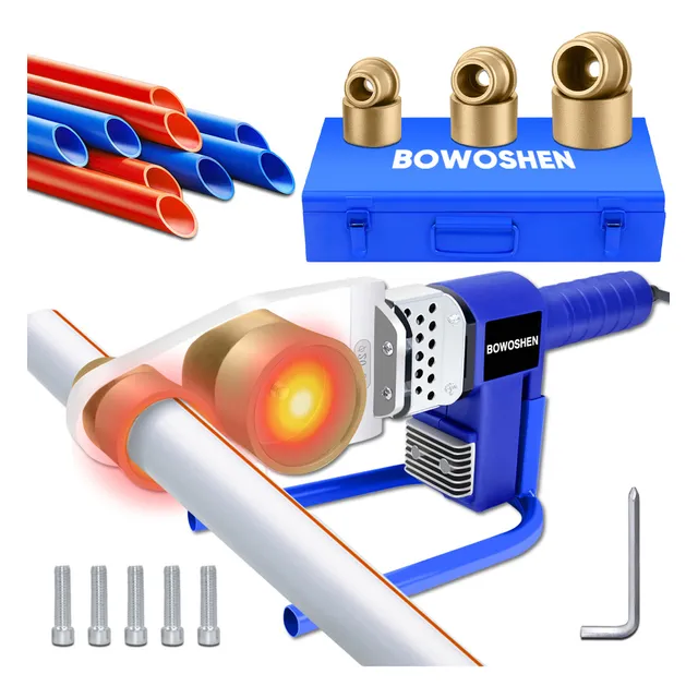 Termofusor Para Tubos PE/PPR/PB 127V BOWOSHEN Termofusora Kit Con 3 Dados Herramientas Soldador de Tubo de Agua Plástico