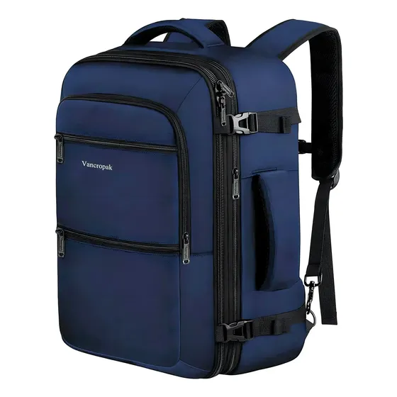 Mochila De Viaje Expandible Vancropak 1214 40l Gran Capacidad Mochilas Hombre Viaje Aprobado Por Avión 10kg Antirrobo Impermeable Color Azul