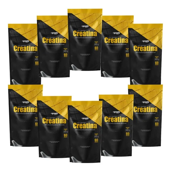10 Tarros 3k De Creatina +growth Monohidratada Pura 