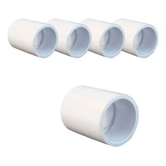 Kit 5 Pcs Luva De Conexão Conduíte Eletroduto Pvc 3/4pol Cor Branco