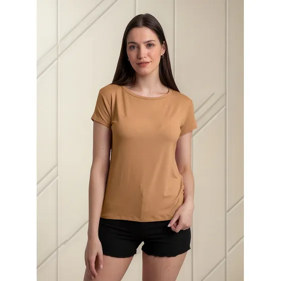 Remera Modal Viscosa Básica Mujer Corta Lisa