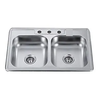 Fregadero Acero Inoxidable  Empotrar 2 Tanques 85x55x15 #e