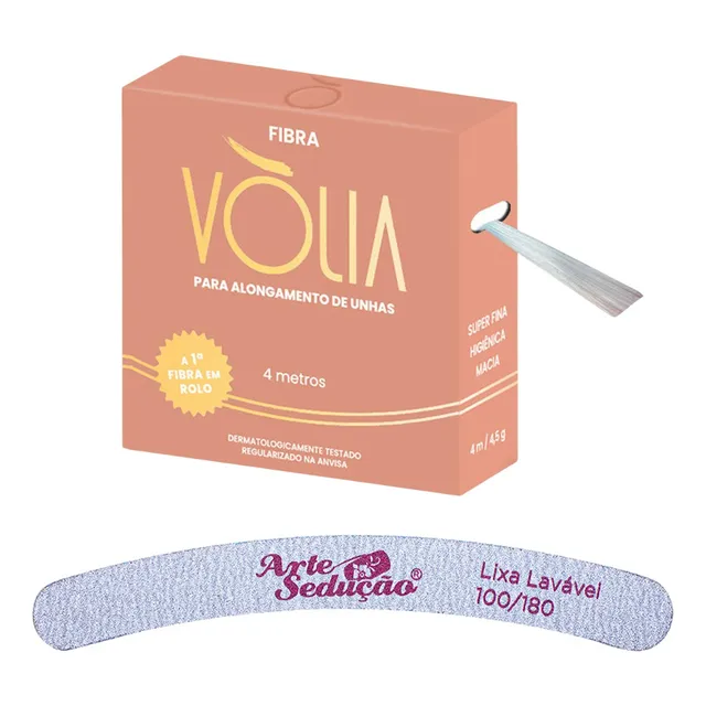 Fibra De Vidro Vòlia Unhas Gel Rolo 4 Metros + Lixa Lavável
