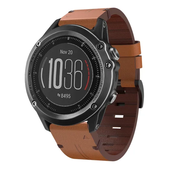 Correa De Reloj De Cuero Marrón Para Garmin Fenix 3