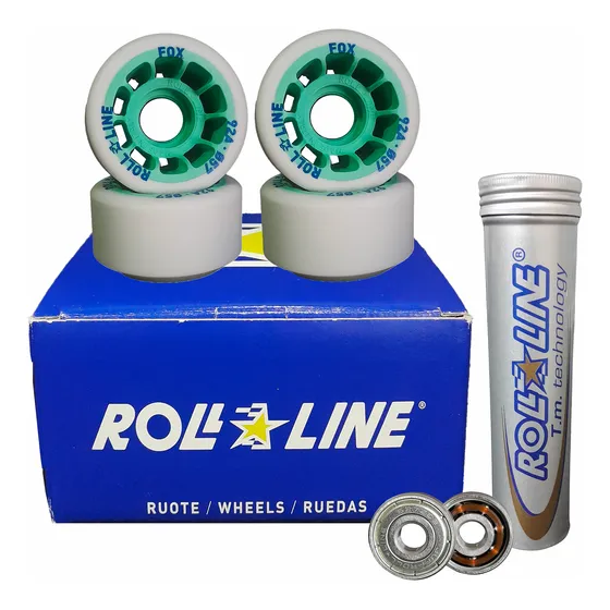 4 Ruedas Roll Line Fox Agarre + 8 Rulemanes Abec 1