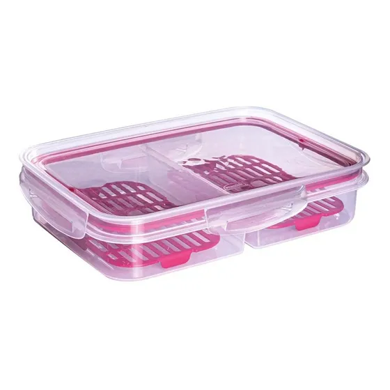 Pote Hermético Porta Frios C/ Escorredor 1 Litro Retangular Cor Vermelho