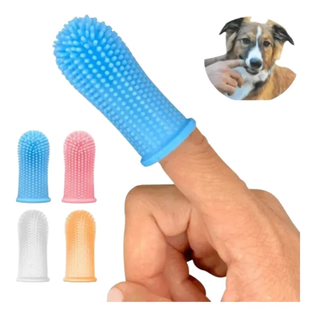 Cepillo Dental Perro Gato Silicona Para Mascotas  X2