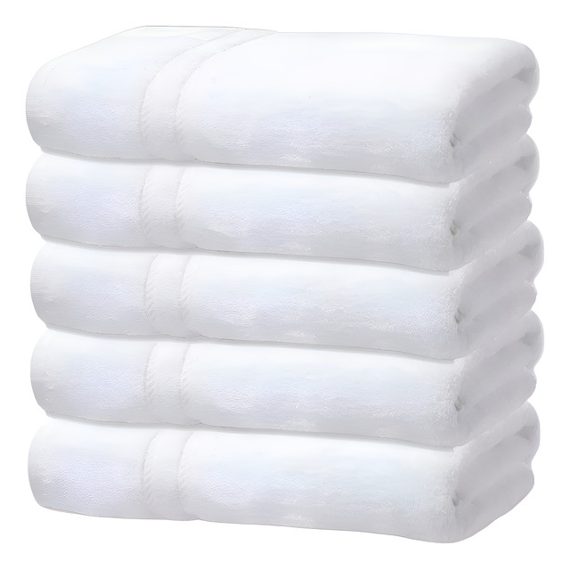 Kit 5 Toalhas Banho Gigante Grossa Hotel Luxo 75x150cm 480g Branco Hotel
