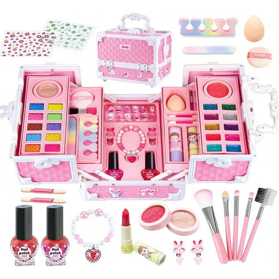 Conjunto Maquiagem C/maleta Infantil Lavável Presente Crianç