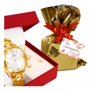 Kit Presente MĂŁes: RelĂłgio Feminino + Embalagem Especial Cor Da Correia Dourado Cor Do Bisel Dourado Cor Do Fundo Branco Kit Presente MĂŁes: RelĂłgio Feminino + Embalagem Especial Cor Da Correia Dourado Cor Do Bisel Dourado Cor Do Fundo Branco