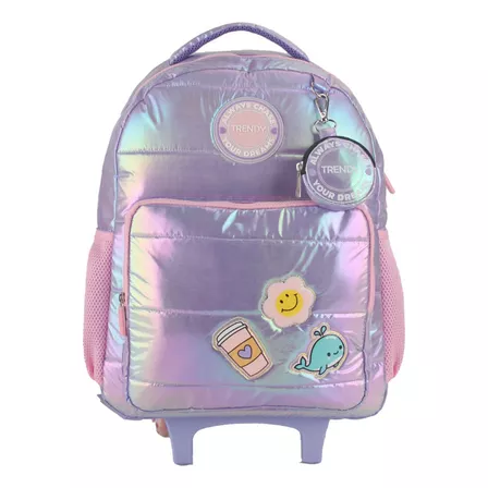 Mochila Trendy 27687 18 PuLG Escolar Diseño Color Lila