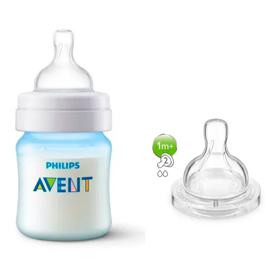 Set Tetero Anticolicos Azul 125ml + Tetina Scd809/26 Avent