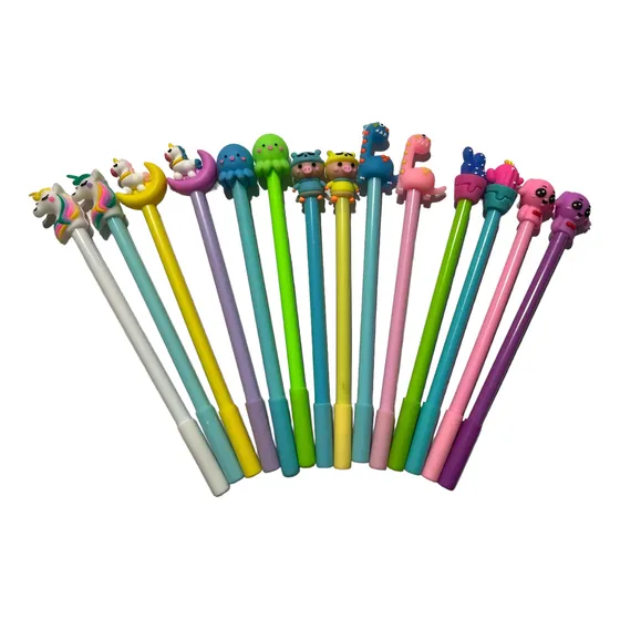 Set 6 Lápices Surtidos, Kawaii, Tinta Azul