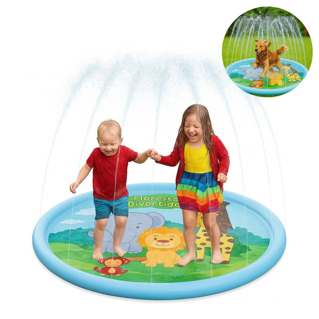 Piscina Inflável Infantil Chafariz Fonte Jato De Água Ajustável Para Bebe Crianças E Pets ...