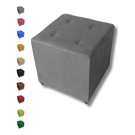 Puff Cubo Quadrado Banco Banquinho Decorativo 40x40 Cor Cinza Suede Puff Cubo Quadrado Banco Banquinho Decorativo 40x40 Cor Cinza Suede