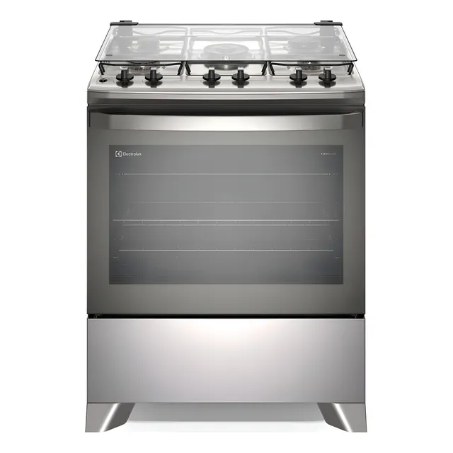 Fogão 5 Bocas Electrolux Cinza Efficient Com Mesa Inox, Perfectcook E Vaporbake (fe5ic) Bivolt