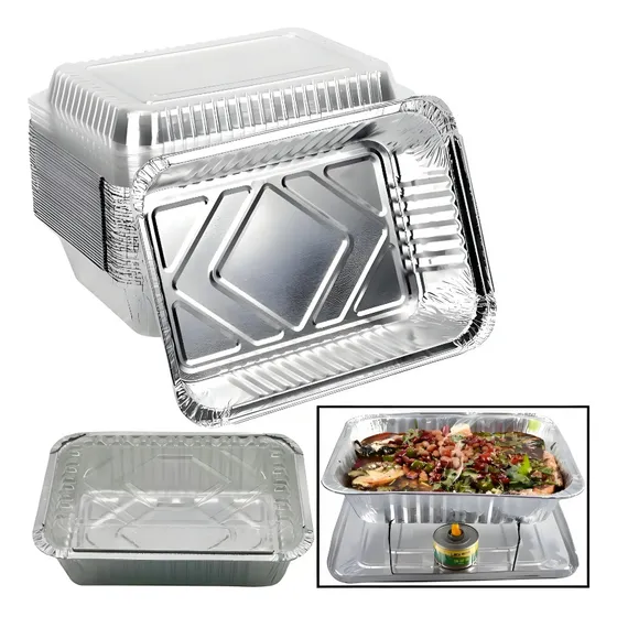 Charola Rectangular Food Service Con Tapa 50 Pzs 1lb