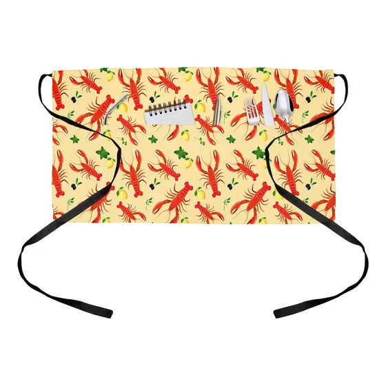 Delantal Camarera Cangrejo Para Mujer Hombr 3 Bolsillo Rojo