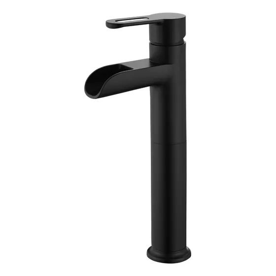 Grifo Lavabo Baño Una Sola Manija Cascada Drenaje Negro Mate