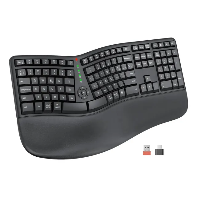 Teclado Ergonómico Recargable Inalámbrica Usb Con  Ñ