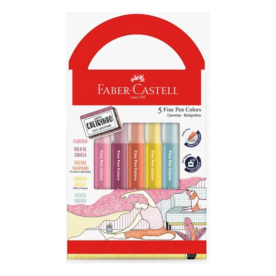 Caneta Fine Pen Rvg & Egz 5 Cores Cheirinho Faber-castell