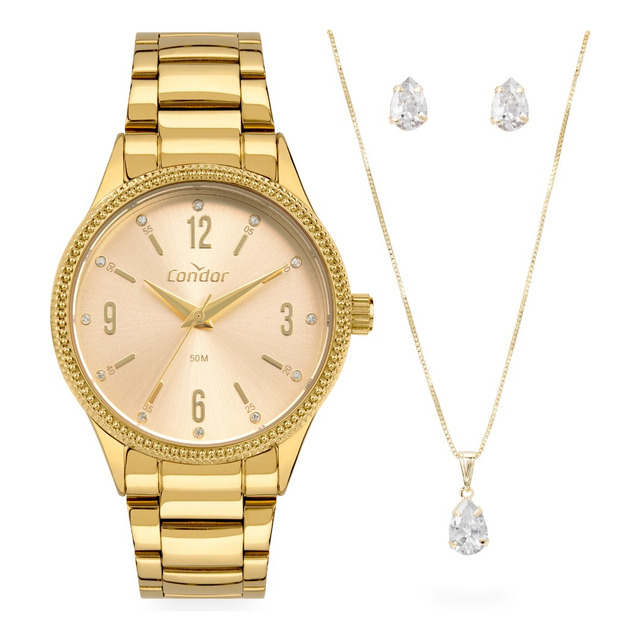 Kit Condor Feminino Elegante Dourado - Co2035nhj/k4j Kit Condor Feminino Elegante Dourado - Co2035nhj/k4j