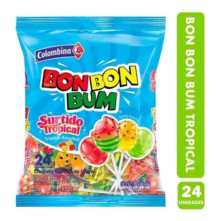 Bon Bon Bum Surtidos Tropical (bolsa Con 24 Un)
