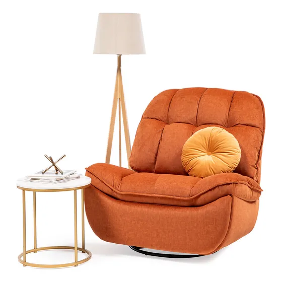 Bergere Reclinable, Giratorio Y Mecedor Milanium Colores Color Naranja Diseño de la tela Floral